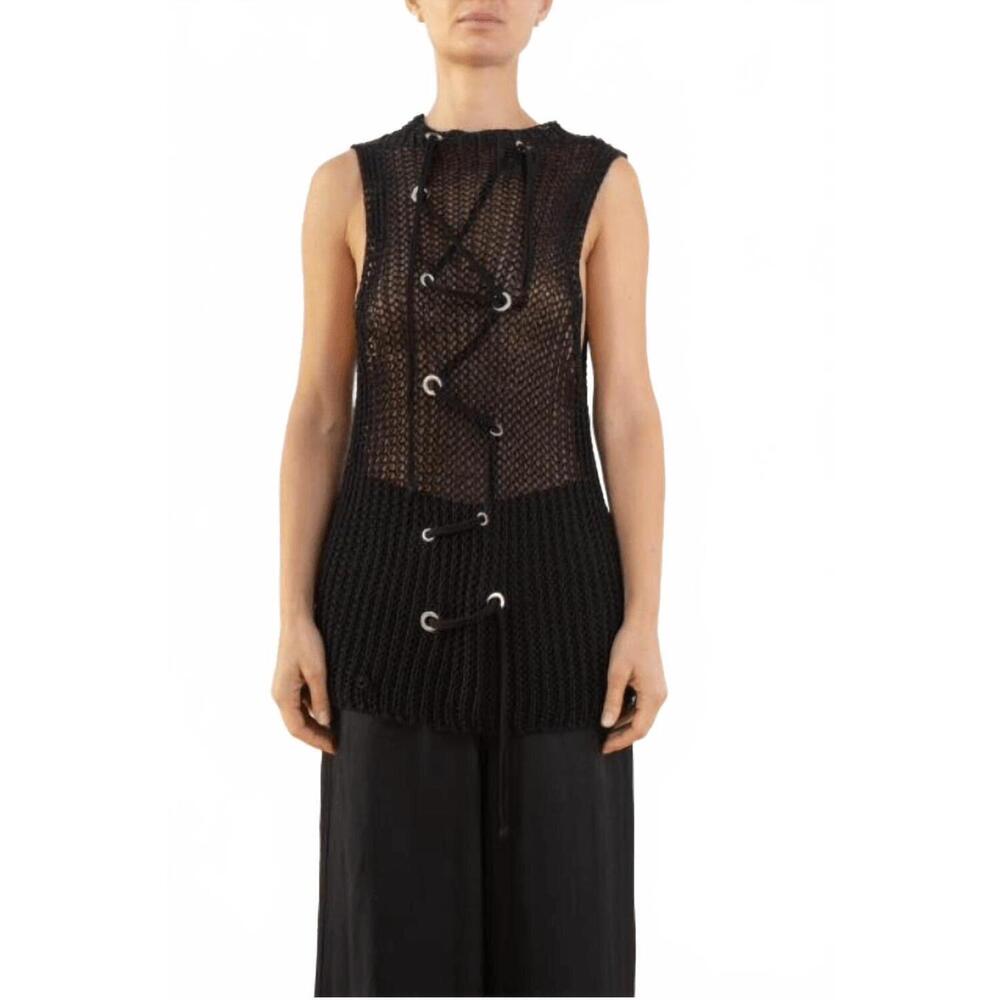 NEW AVIU knit linen tank top in black